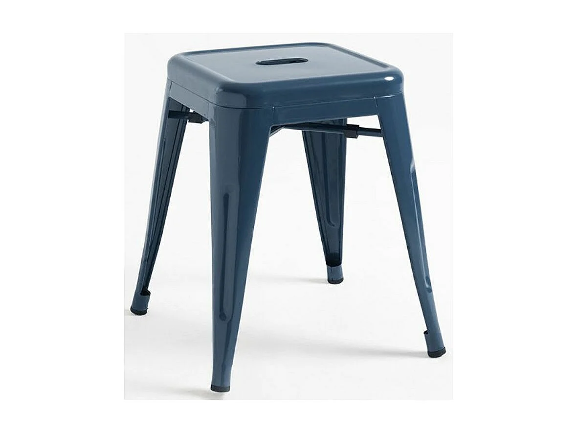 Taburete bajo Barka, acero plateado brillante, 45 cm-Color Azul pato