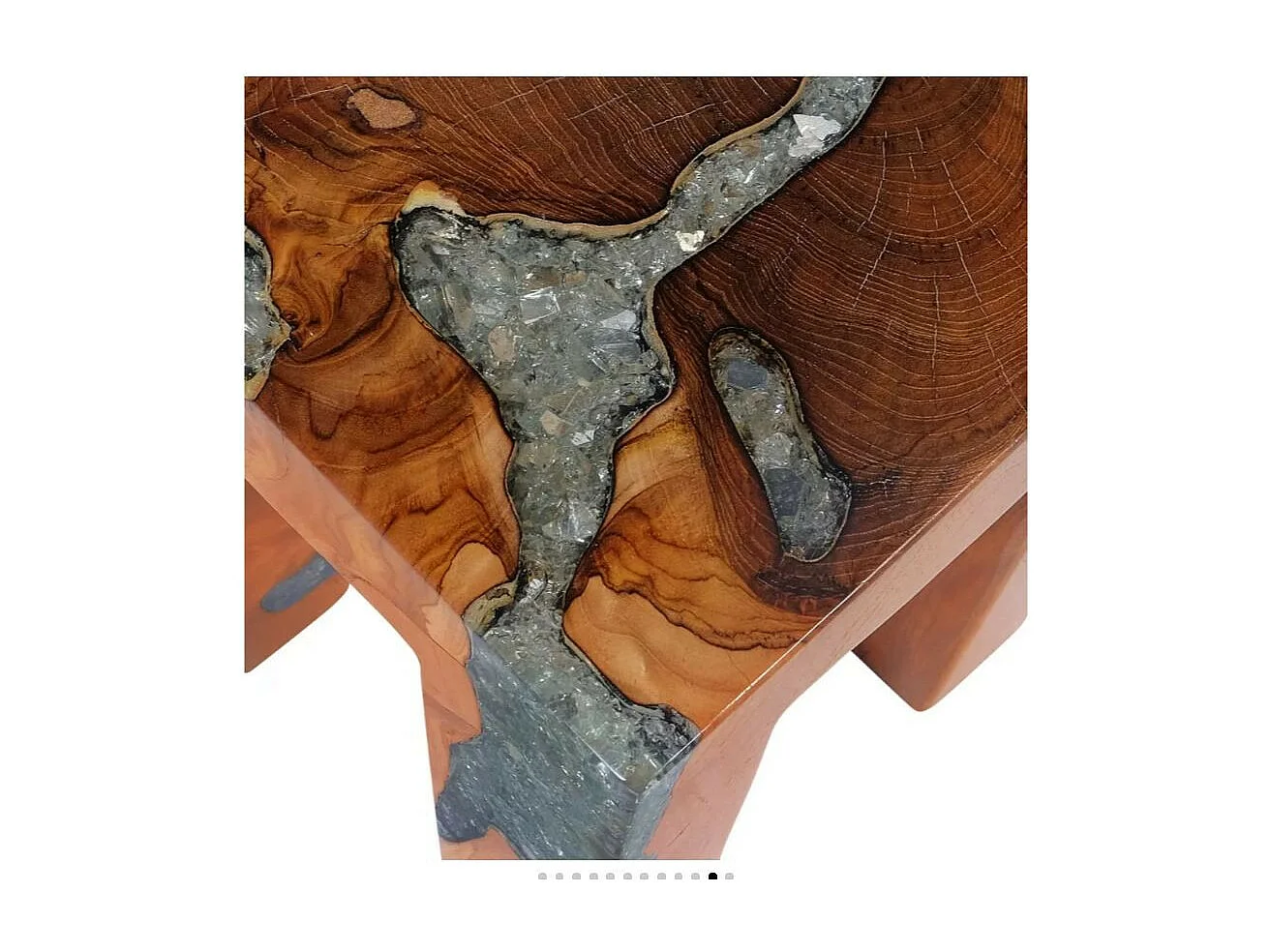 Tabouret bas carré teck massif laqué Corial