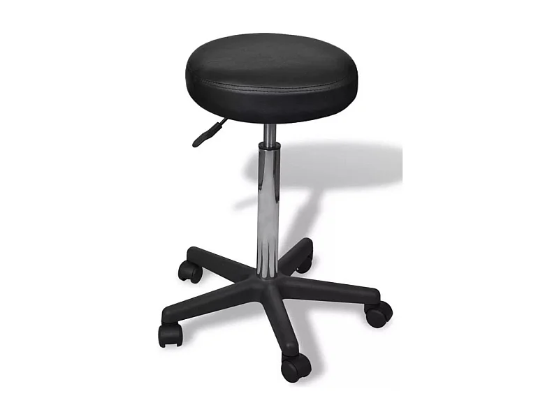 Tabouret de bureau rond similicuir noir Tawen