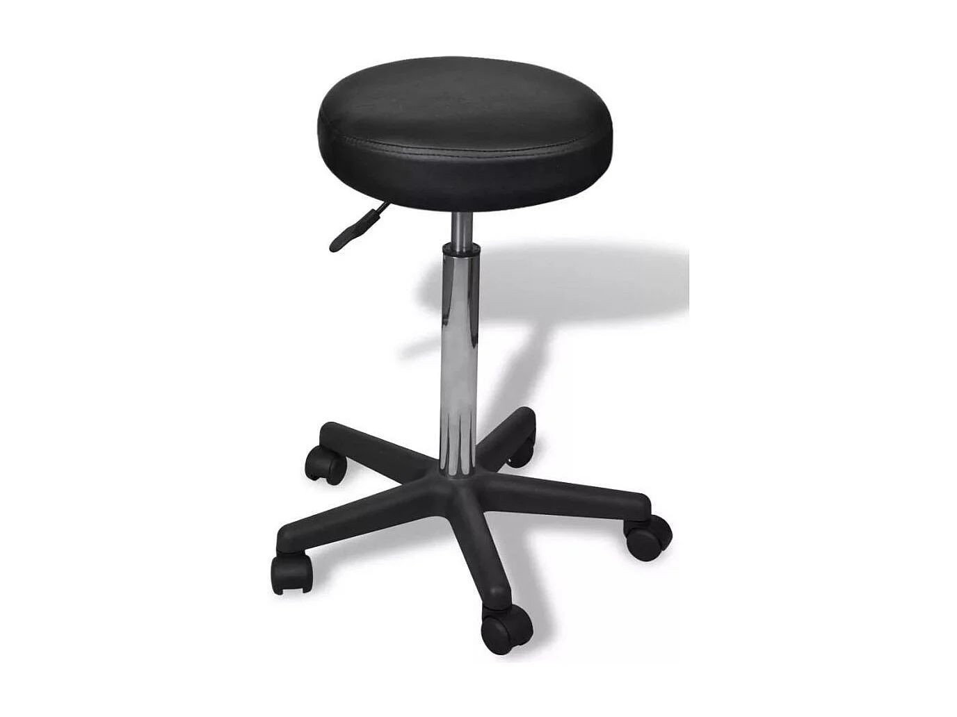 Tabouret de bureau rond similicuir noir Tawen
