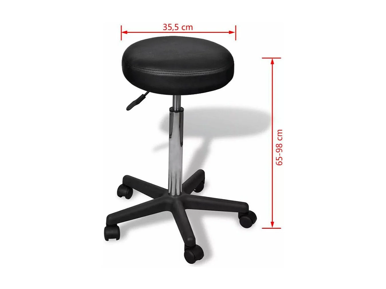 Tabouret de bureau rond similicuir noir Tawen