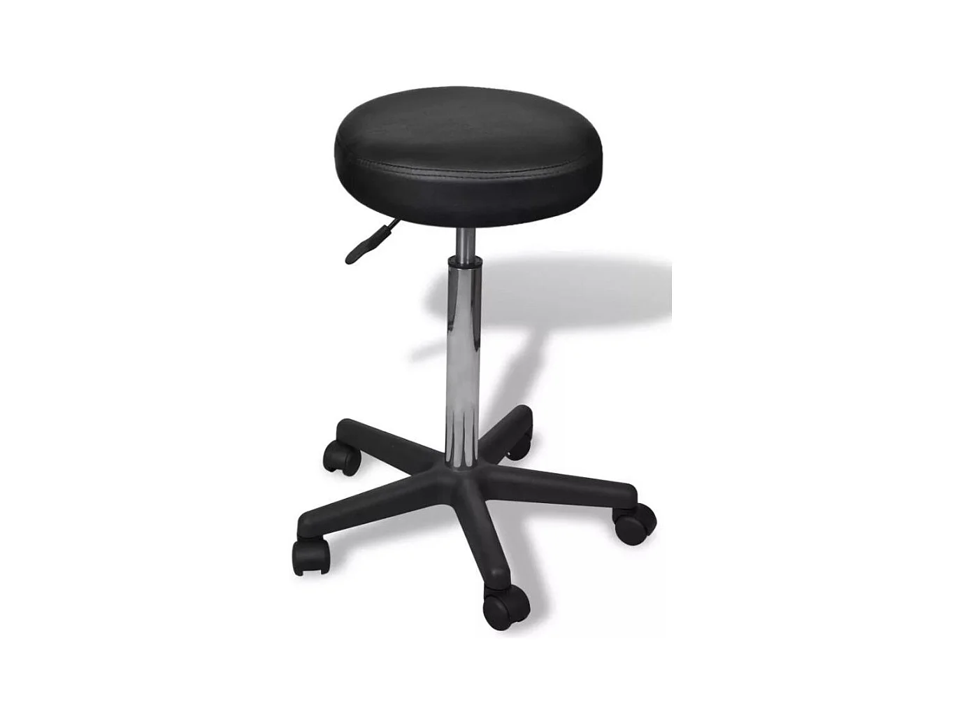 Tabouret de bureau rond similicuir noir Tawen