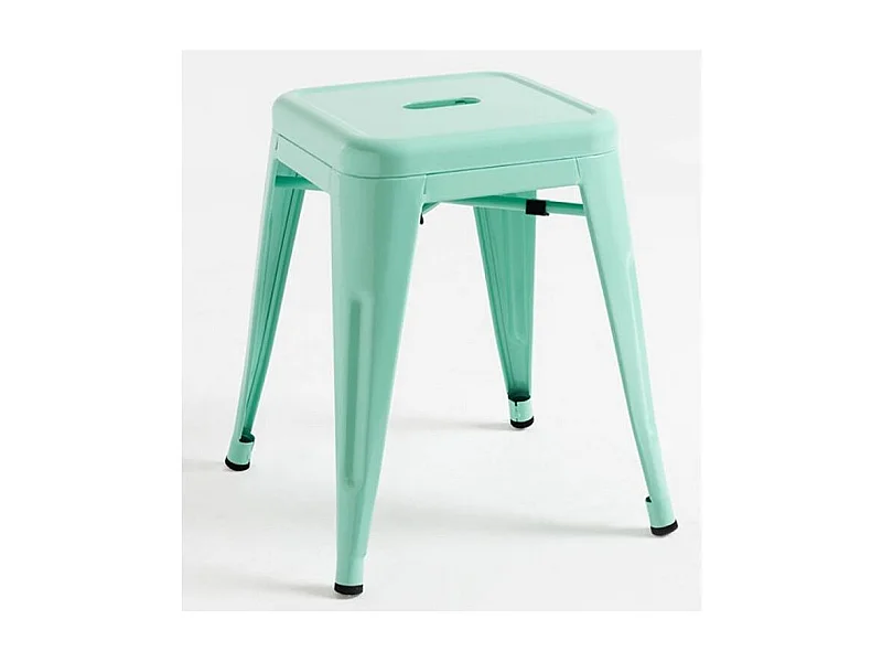 Taburete bajo Barka, acero plateado brillante, 45 cm-Color Verde claro