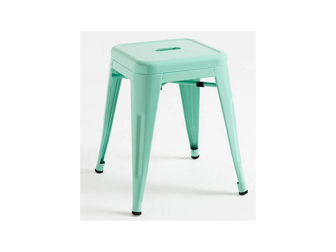 Tabouret bas 45cm Kontoir en acier brillant - Design industriel et élégant-Couleur Vert clair