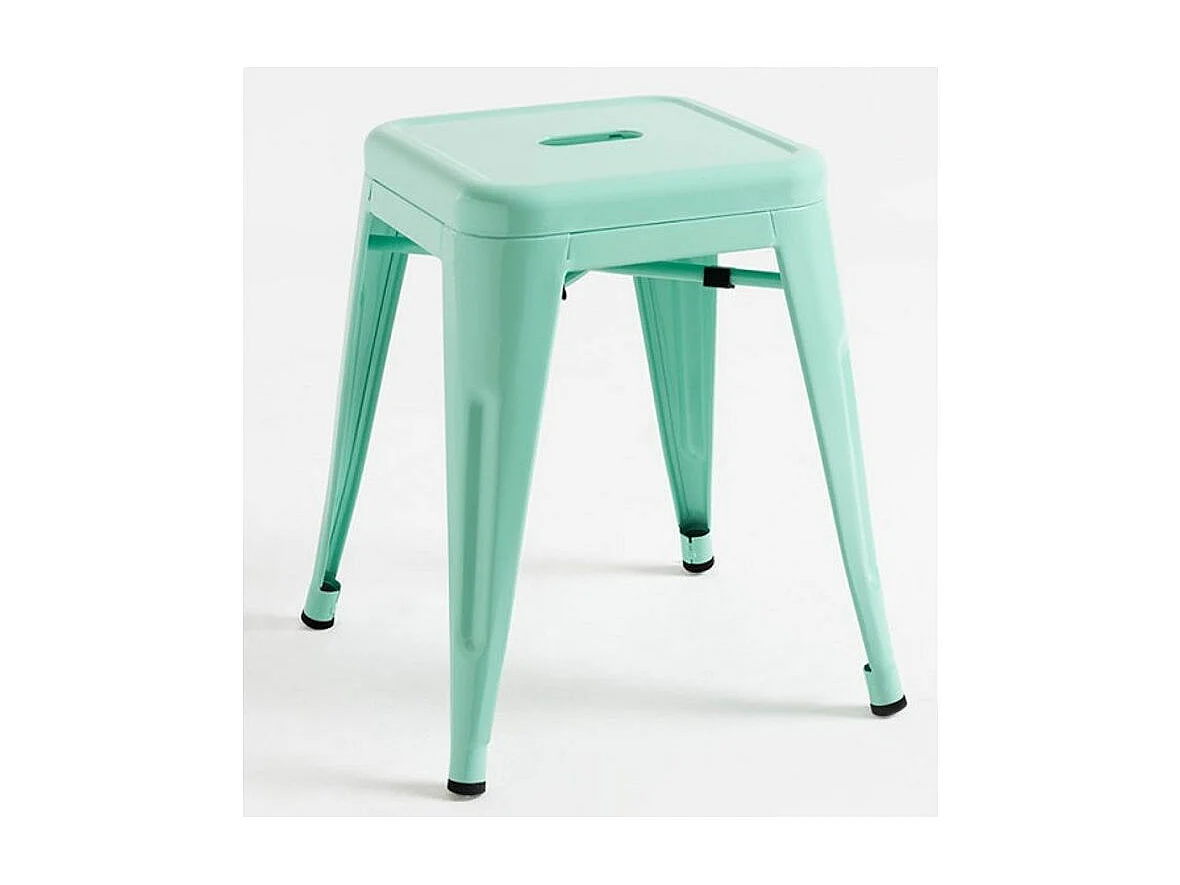 Taburete bajo Barka, acero plateado brillante, 45 cm-Color Verde claro