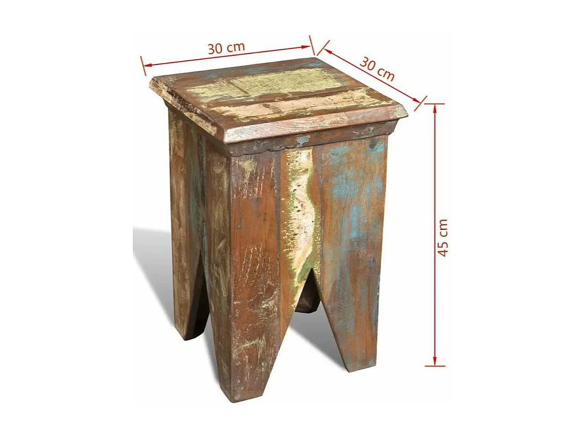 Tabouret bas carré bois massif recyclé Moust