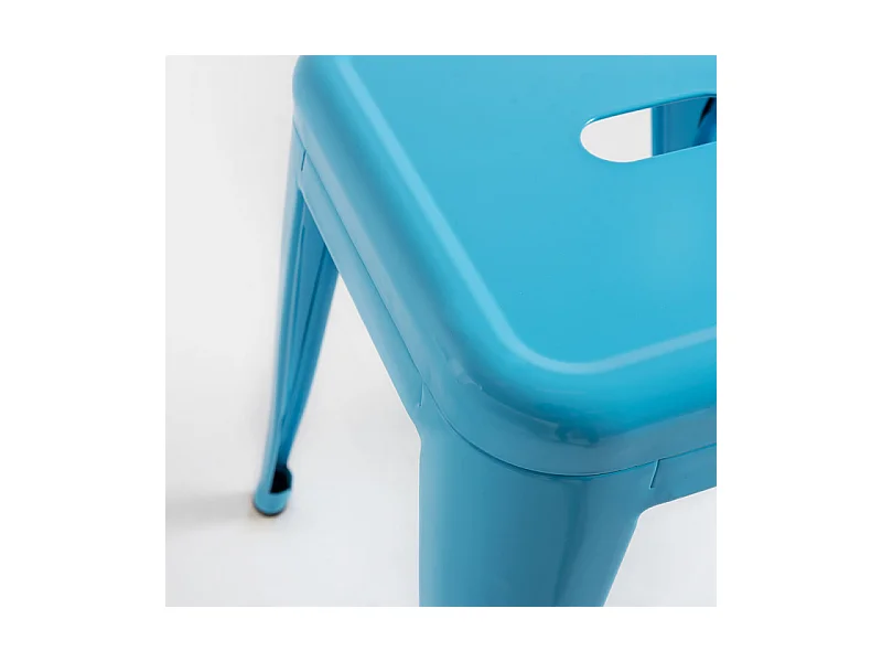 Taburete bajo Barka, acero plateado brillante, 45 cm-Color Azul turquesa