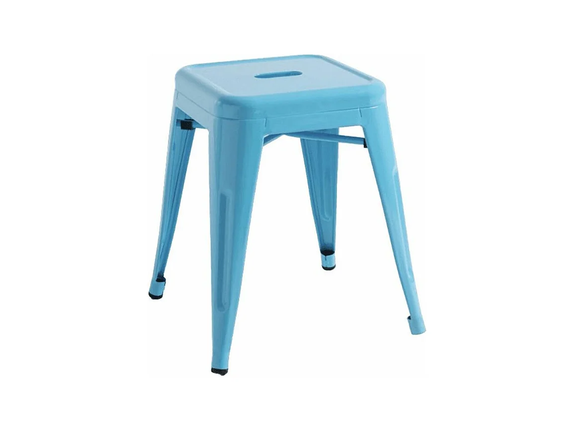 Tabouret bas 45cm Kontoir en acier brillant - Design industriel et élégant-Couleur Bleu turquoise