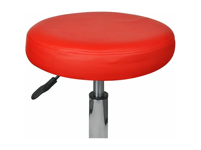 Tabouret bas à roulettes réglable simili cuir rouge Tawen - Lot de 2