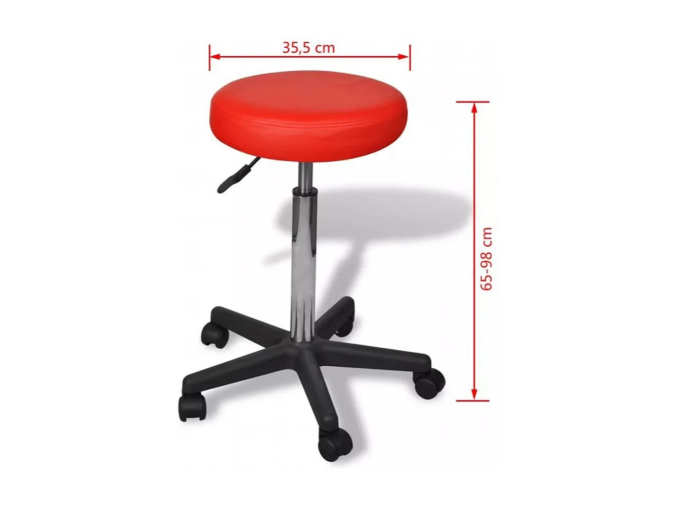 Tabouret de bureau rond similicuir rouge Tawen