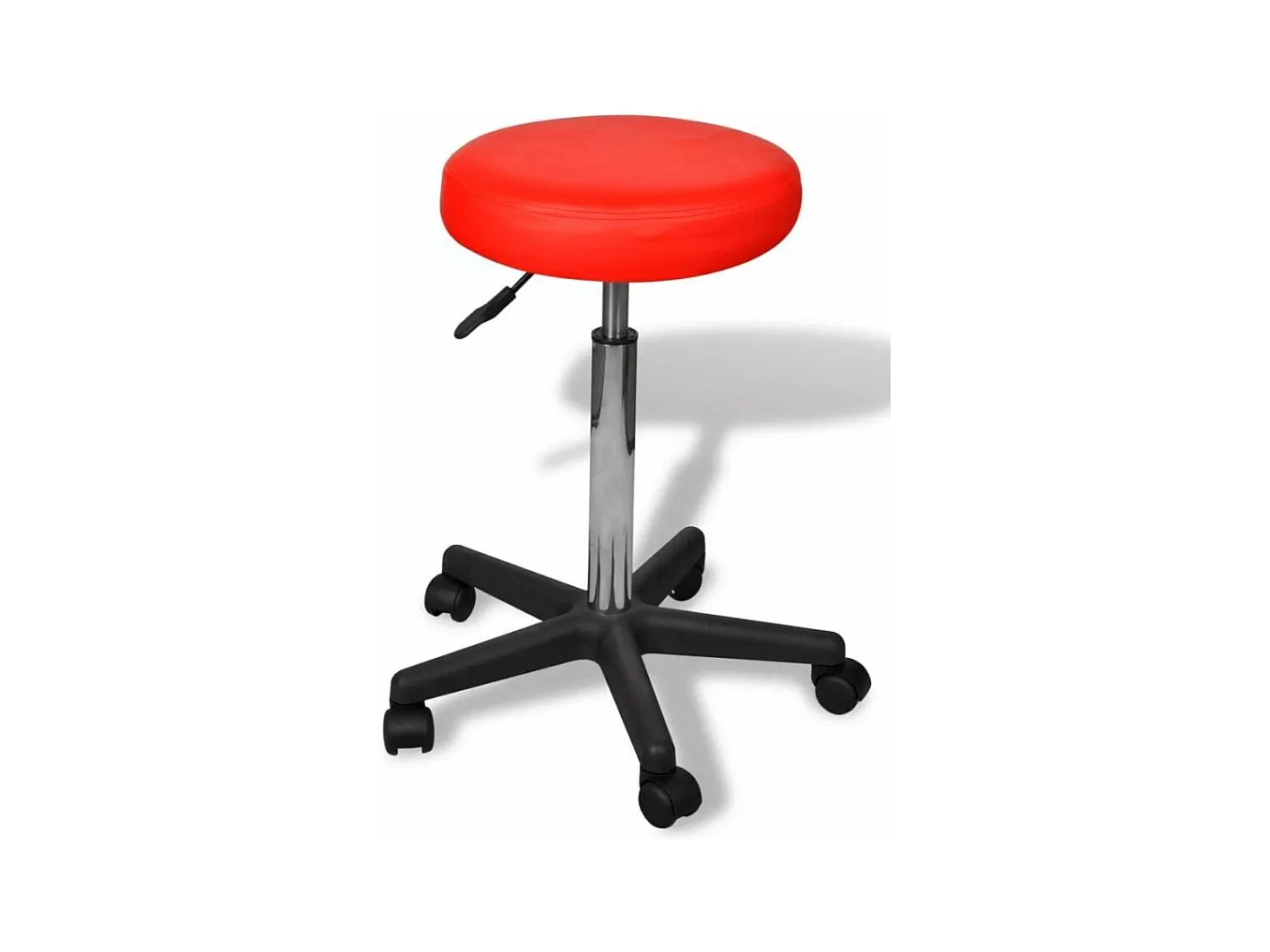 Tabouret de bureau rond similicuir rouge Tawen