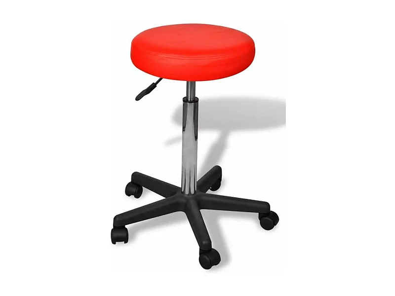 Tabouret de bureau rond similicuir rouge Tawen