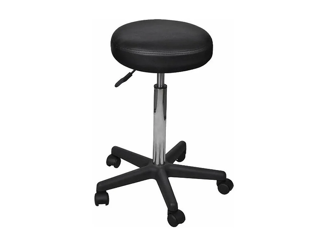Tabouret bas à roulettes réglable simili cuir noir Tawen - Lot de 2