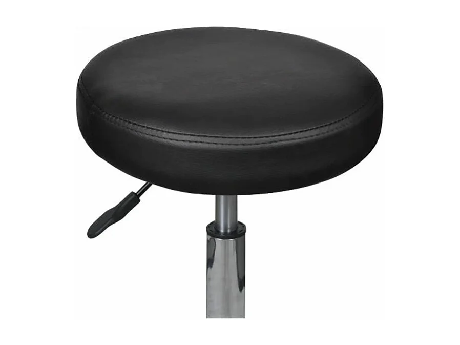 Tabouret bas à roulettes réglable simili cuir noir Tawen - Lot de 2
