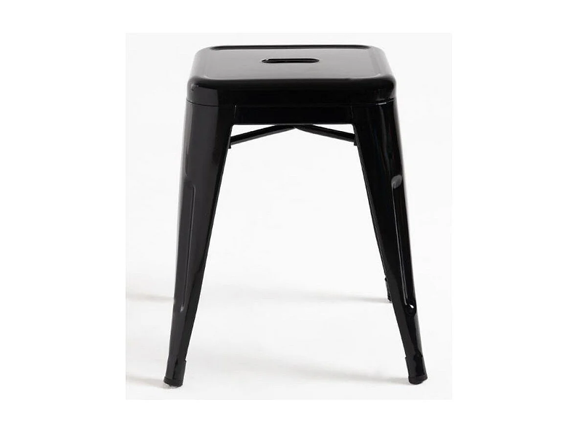 Taburete bajo Barka, acero plateado brillante, 45 cm-Color Negro