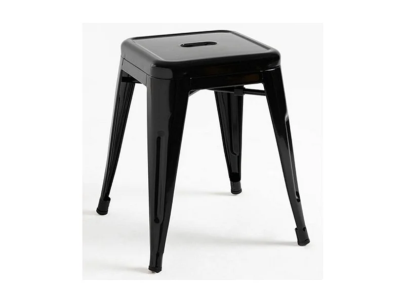 Tabouret bas 45cm Kontoir en acier brillant - Design industriel et élégant-Couleur Noir