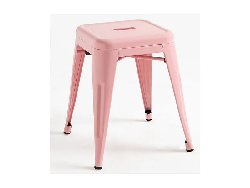 Taburete bajo Barka, acero plateado brillante, 45 cm-Color Rosa claro