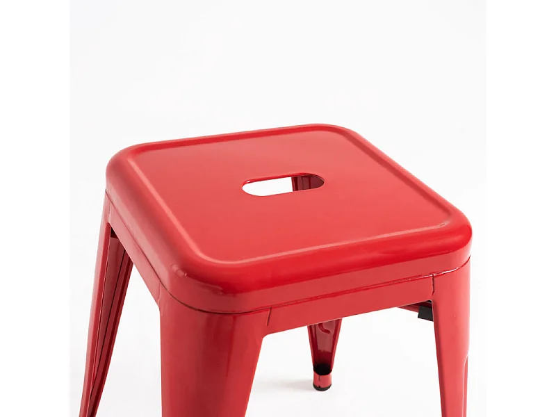 Taburete bajo Barka, acero plateado brillante, 45 cm-Color Rojo