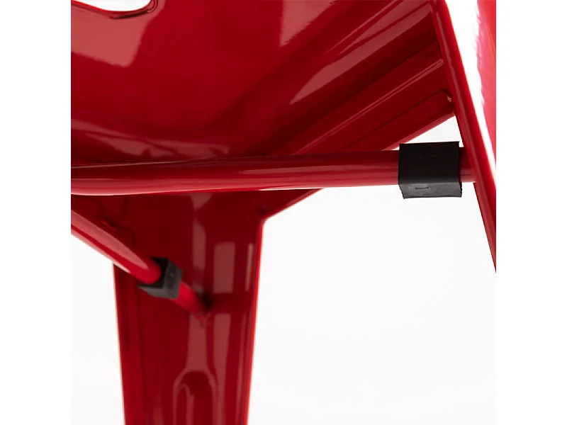 Taburete bajo Barka, acero plateado brillante, 45 cm-Color Rojo