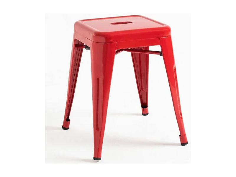 Taburete bajo Barka, acero plateado brillante, 45 cm-Color Rojo