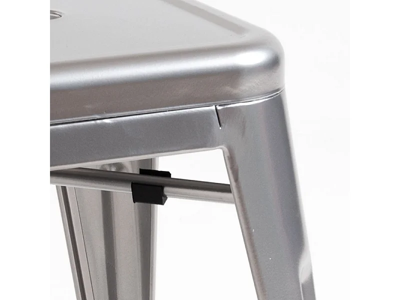 Taburete bajo Barka, acero plateado brillante, 45 cm-Color Gris