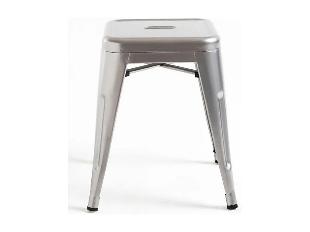 Taburete bajo Barka, acero plateado brillante, 45 cm-Color Gris