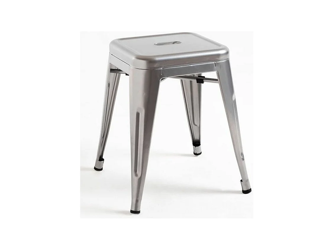 Tabouret bas 45cm Kontoir en acier brillant - Design industriel et élégant-Couleur Gris