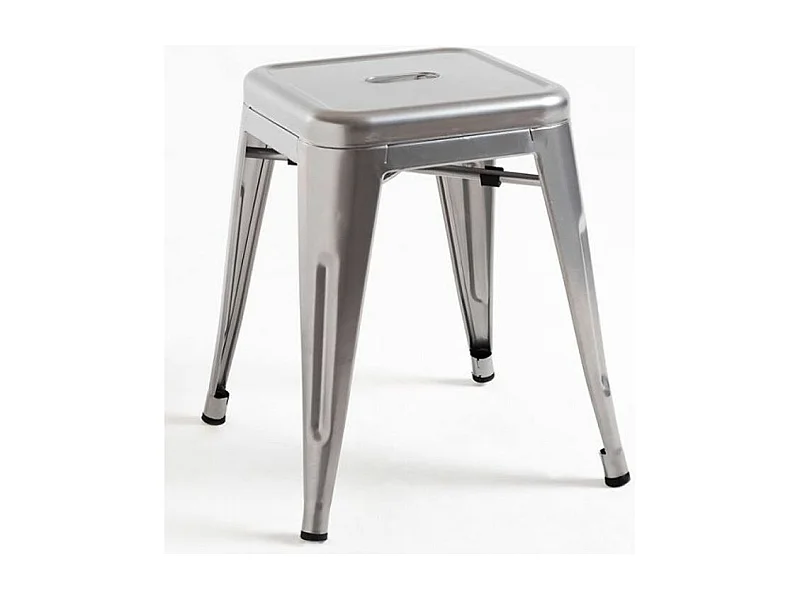 Tabouret bas 45cm Kontoir en acier brillant - Design industriel et élégant-Couleur Gris