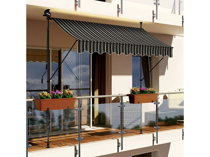 Store banne 200x150 cm avec éclairage led et manivelle