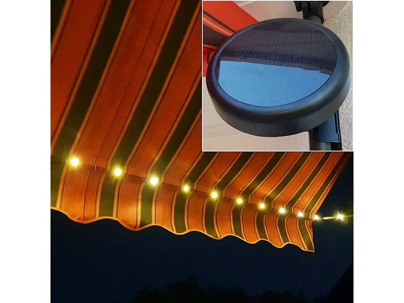 Store banne 200x150 cm avec éclairage led et manivelle