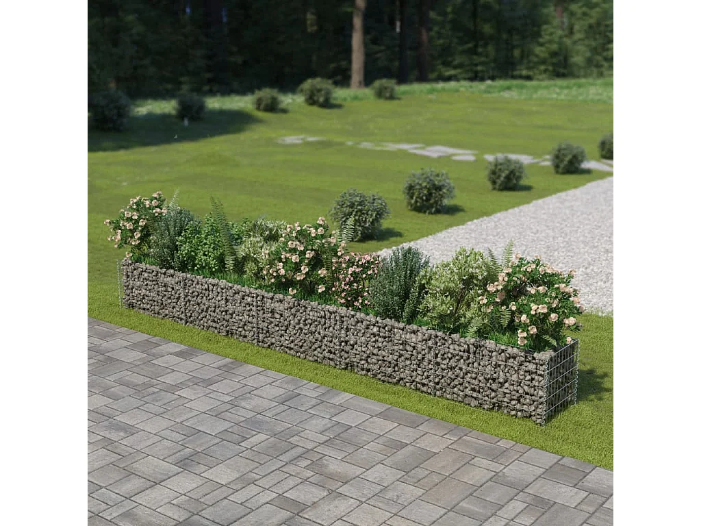 Gabion plantenbak verhoogd 450x50x50 cm gegalvaniseerd staal