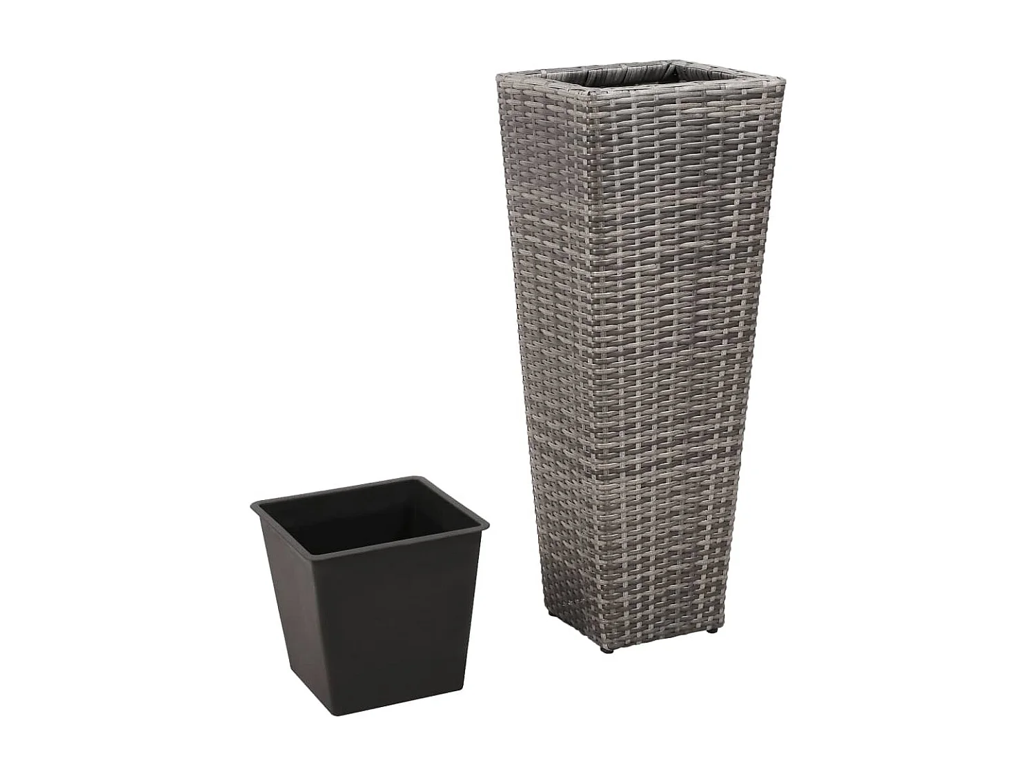 Jardinières 3 pcs Résine tressée Gris 2