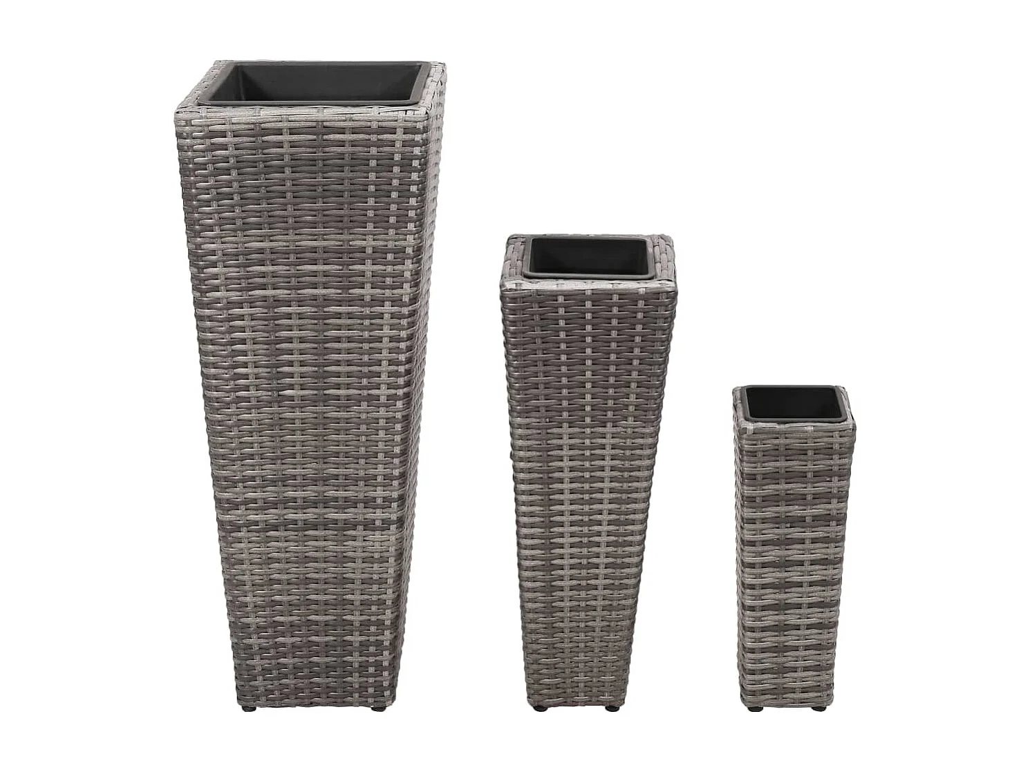 Jardinières 3 pcs Résine tressée Gris 2