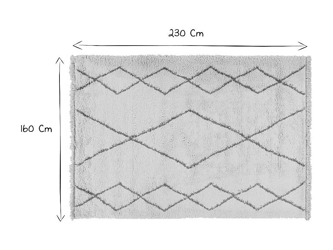 Alfombra estilo bereber gris gris 160 x 230 cm TRIBU