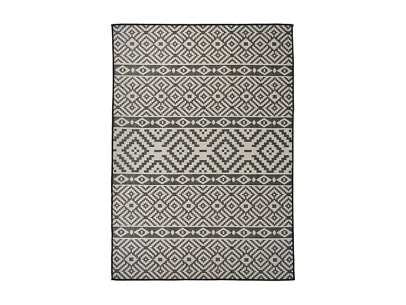 Tapis à tissage plat d'extérieur 120x170 Rayures noires