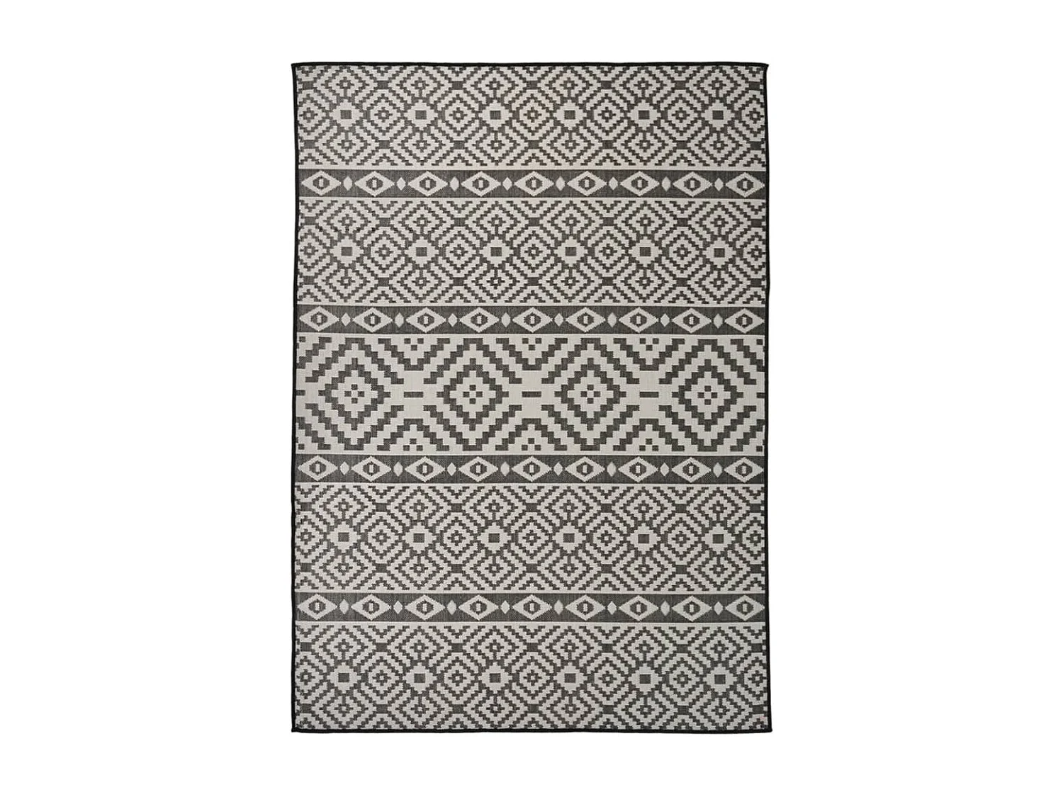 Tapis à tissage plat d'extérieur 120x170 Rayures noires