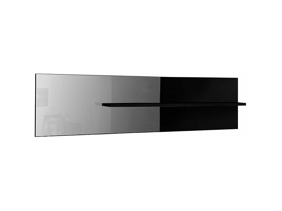 Miroir rectangulaire 1 tablette bois laqué noir Kiela