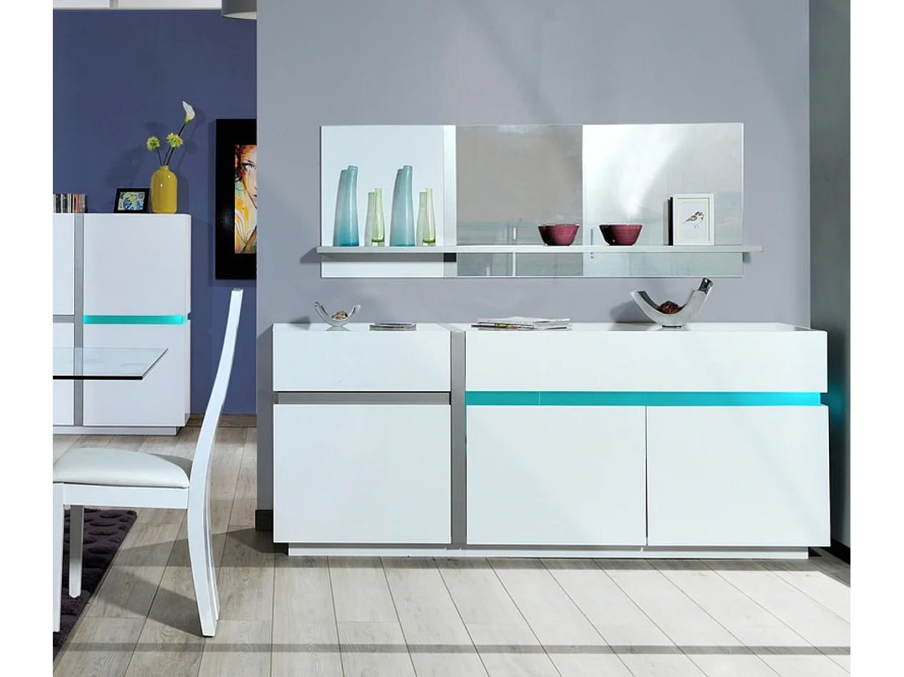 Miroir rectangulaire 1 tablette métal et laqué blanc Kartz