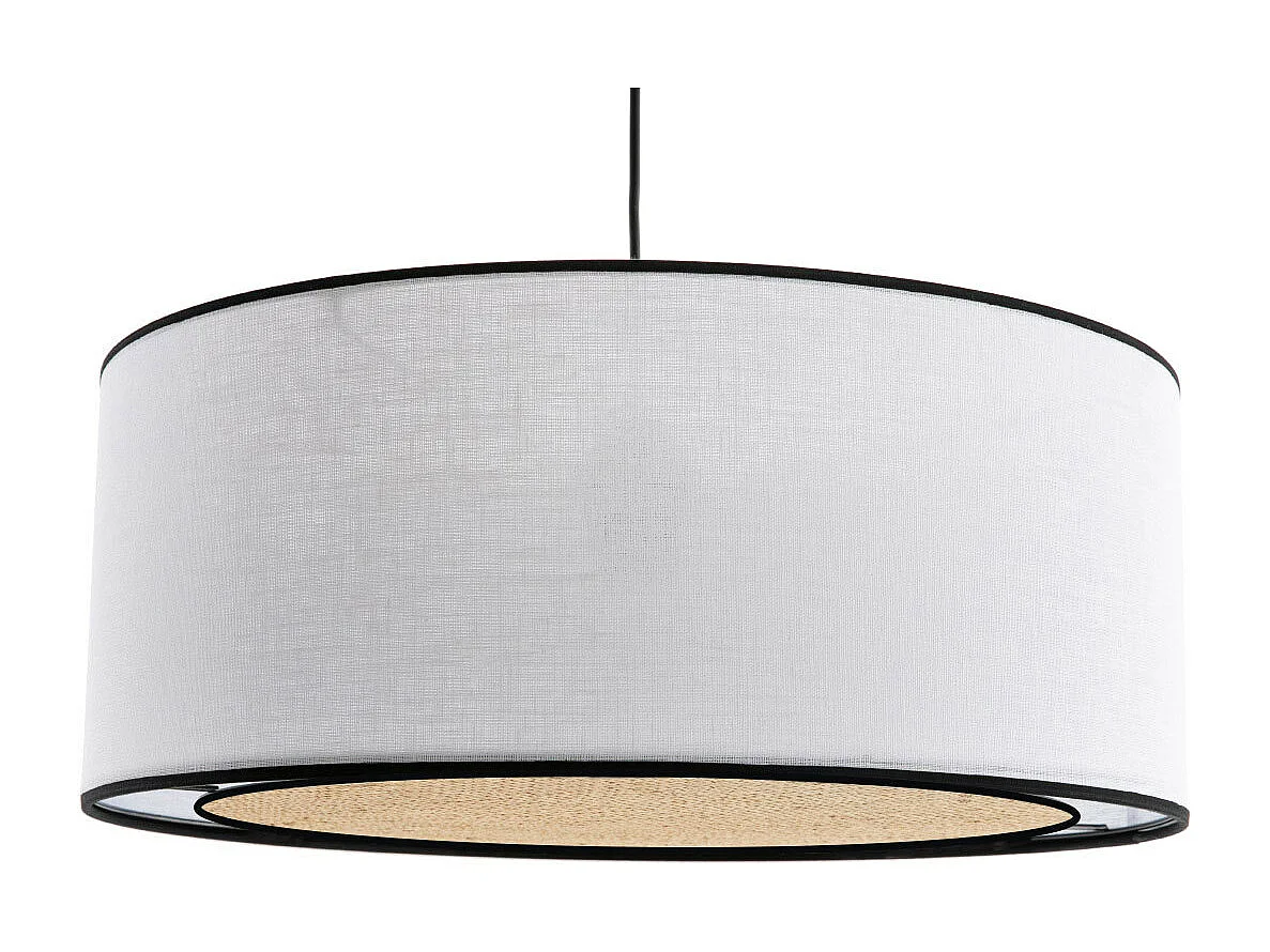 Lámpara de techo de lino blanco y rafia 50 cm de diám. TRAVES