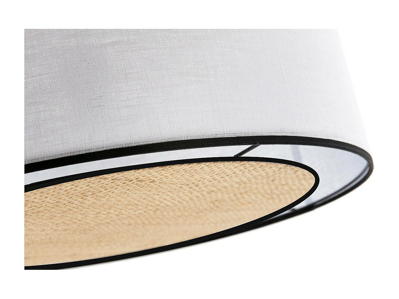 Lámpara de techo de lino blanco y rafia 50 cm de diám. TRAVES