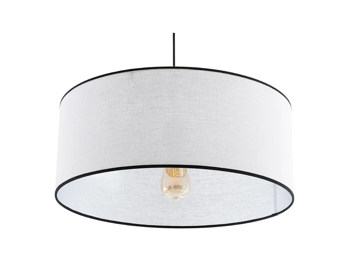 Suspension cylindrique en lin blanc et rabane naturelle D50 cm TRAVES