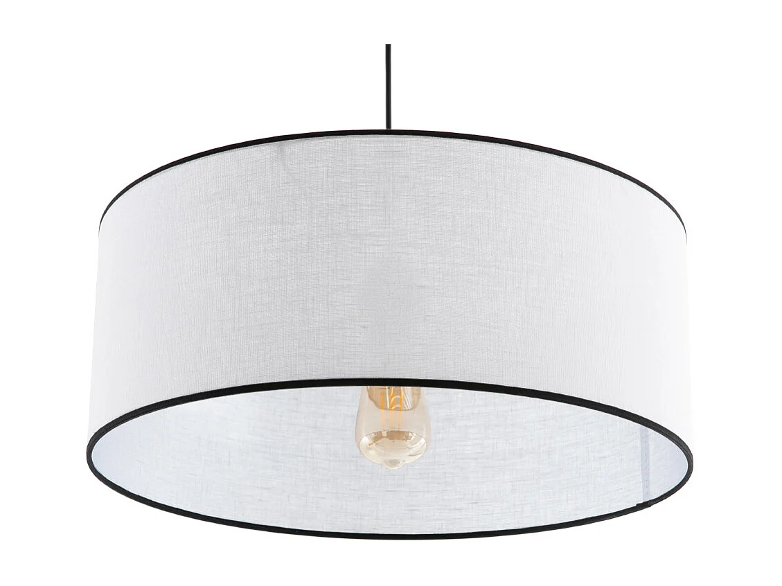 Hängeleuchte aus weißem Leinen und Bast D 50 cm TRAVES