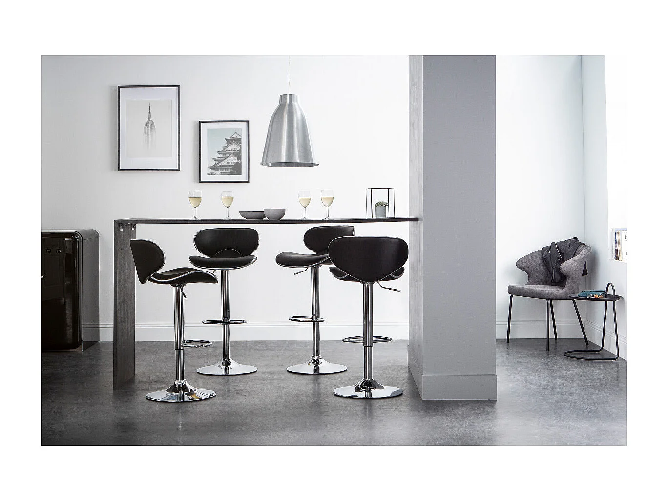 Suspension design en métal acier gris chromé D40 cm COROLA L