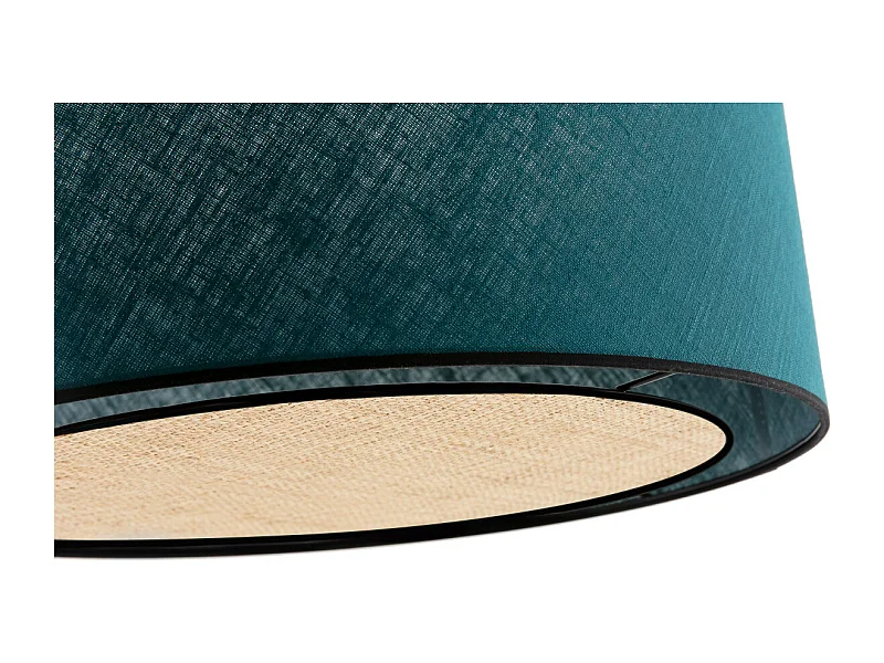 Lámpara de techo de lino azul pavo y rafia 50 cm de diám. TRAVES