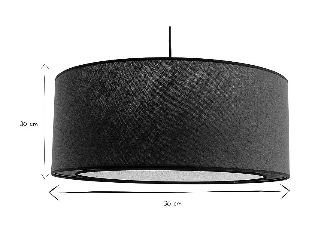 Hängeleuchte aus pfauenblauem Leinen und Bast D 50 cm TRAVES