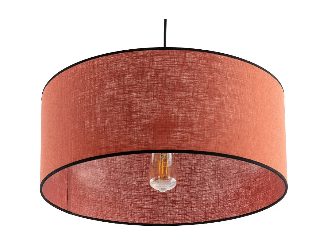 Suspension cylindrique en lin brique et rabane naturelle D50 cm TRAVES