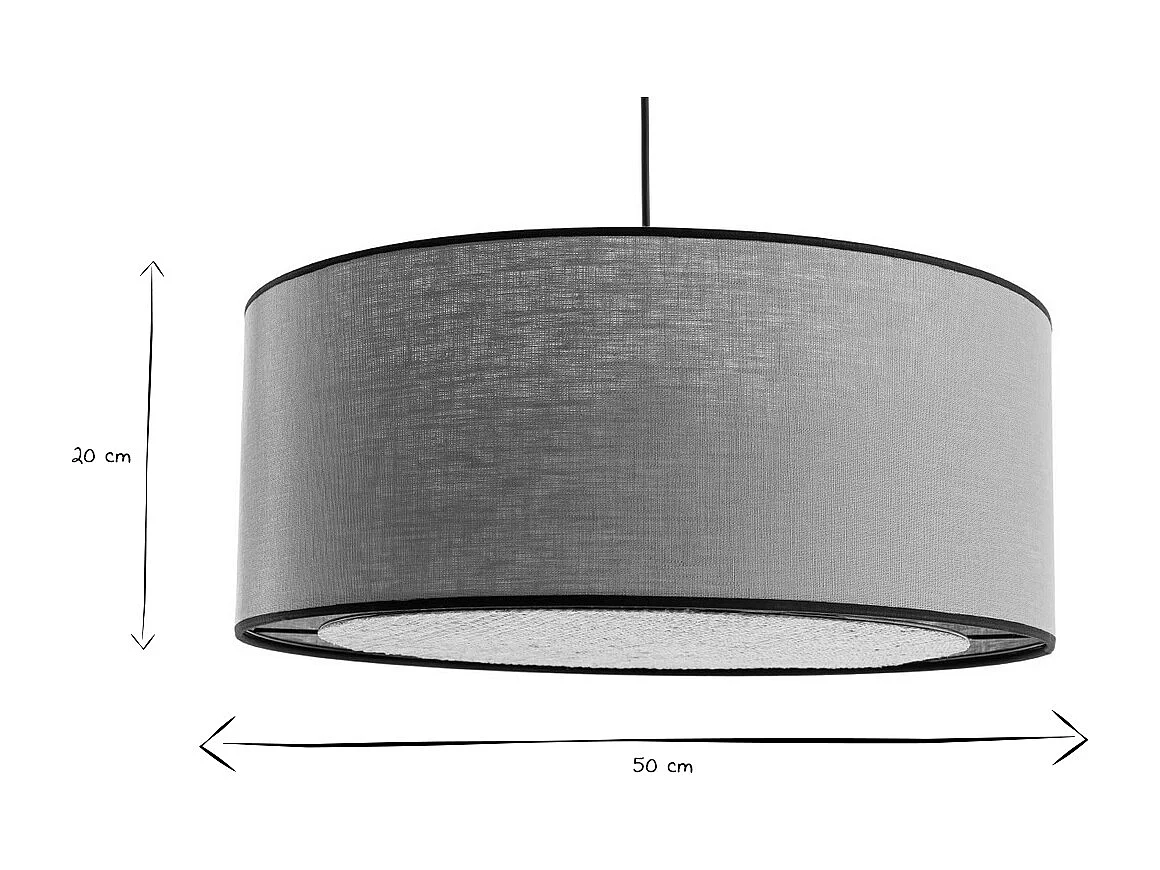 Suspension cylindrique en lin brique et rabane naturelle D50 cm TRAVES