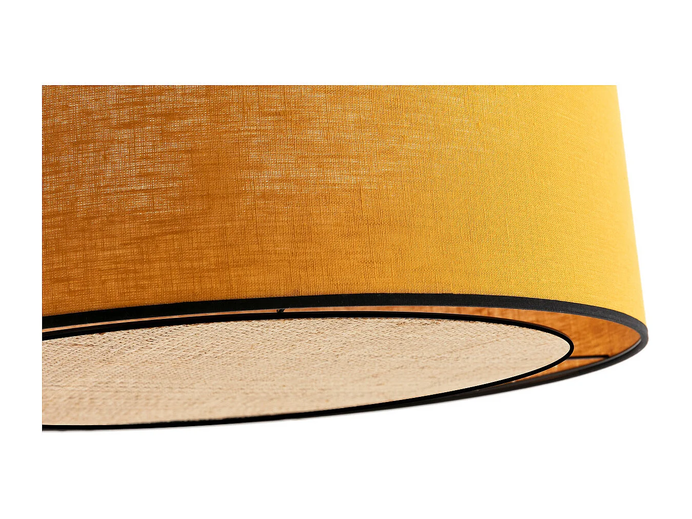 Hängeleuchte aus senfgelbem Leinen und Bast D 50 cm TRAVES