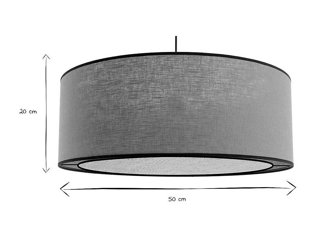 Hängeleuchte aus senfgelbem Leinen und Bast D 50 cm TRAVES