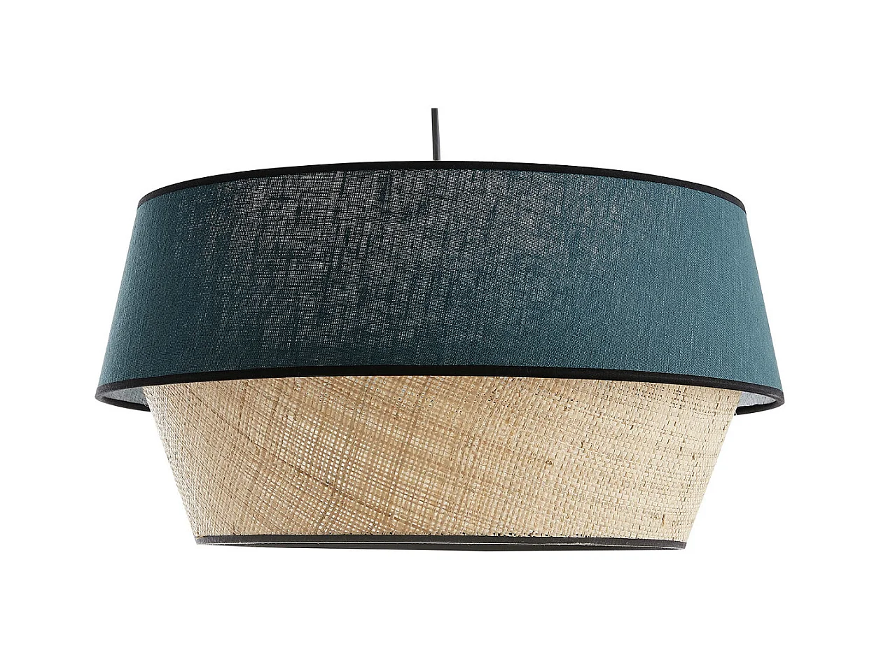 Lámpara de techo de diseño doble material lino azul y rafia natural 45 cm SENSA